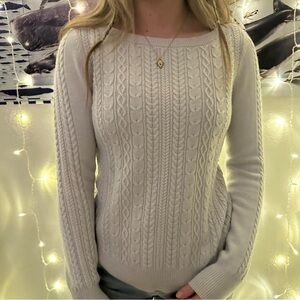 Adorable white cable knit sweater